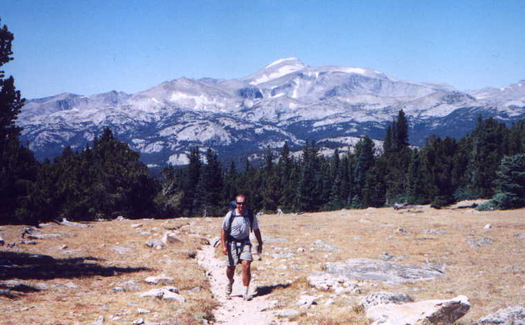 picture of Ben hiking away from Wind River Peak