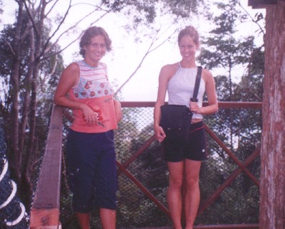 Deb and Andrea on the canopy walk in Penang