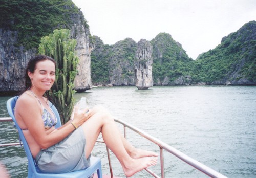 Pic of Jodi on boat in Halong Bay