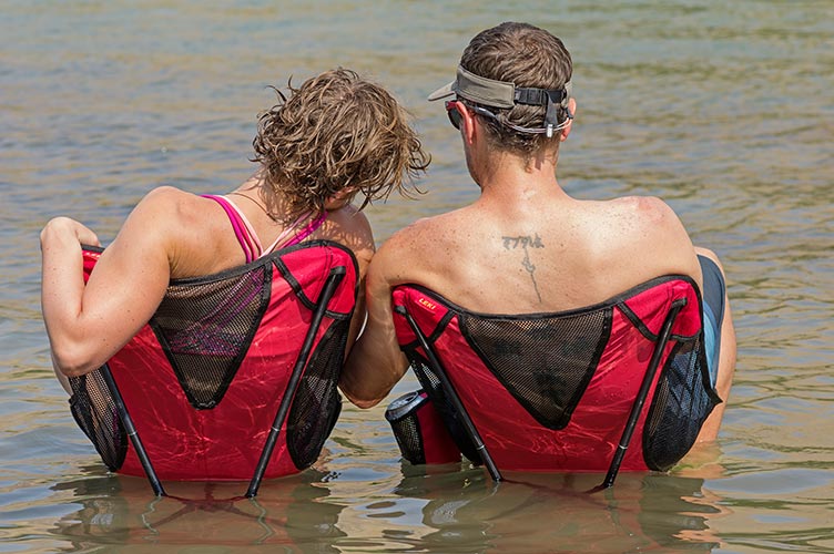 picture of Leki chairs on a river trip