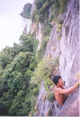 Pic of Luan climbing on Phi Phi